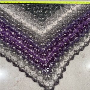 Handmade Gradient Crochet Shawl in Purple, Gray & Cream handmade by me!